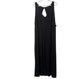 Baby Phat Maxi Dress Womens 2X Black Sleeveless Cut Out V Neck Flowy NWT